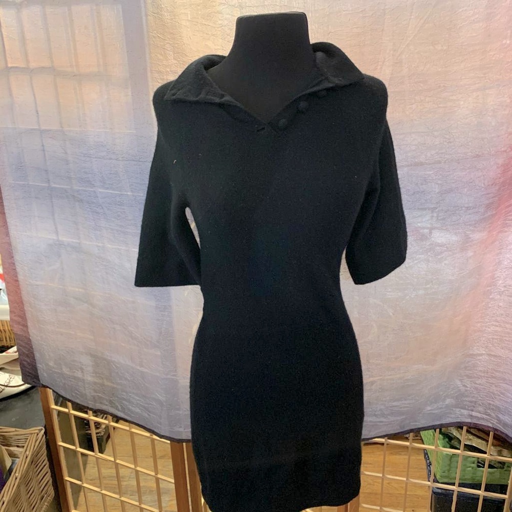 Qi Cashmere black collared‎ dress